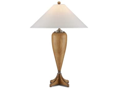 Currey & Company Hastings 1-Light Natural Wood antique Nickel Table Lamp CY60000837
