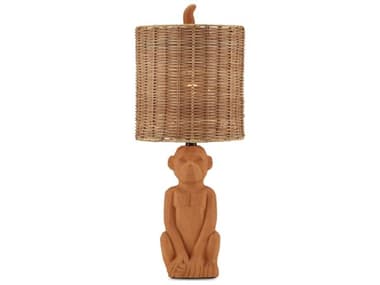 Currey & Company King Louie Terracotta Natural Rattan Orange Buffet Lamp CY60000850