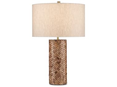 Currey & Company Meraki Wood Natural Oatmeal Linen Brown Buffet Lamp CY60000883