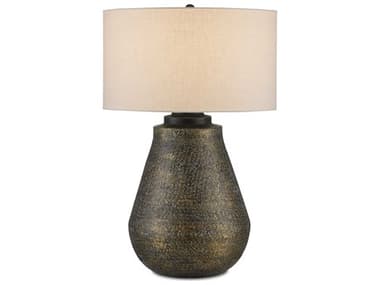 Currey & Company Brigadier Antique Brass Black Whitewash Buffet Lamp CY60000890