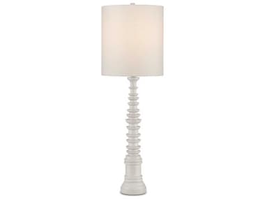 Currey & Company Malayan Whitewash White Linen Buffet Lamp CY60000896
