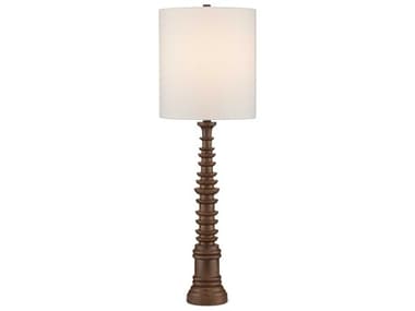 Currey & Company Malayan Natural White Linen Brown Buffet Lamp CY60000897