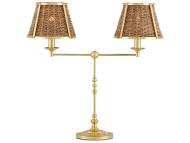 Currey & Company Deauville Polished Brass Natural Seagrass Buffet Lamp CY60000899