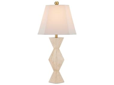 Currey & Company Estelle Natural Bone Linen White Buffet Lamp CY60000905