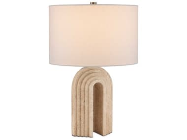 Currey & Company Hippodrome Natural Off White Linen Table Lamp CY60000916