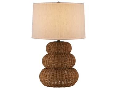 Currey & Company Mabrouka Dark Brown Antique Brass Natural Linen Buffet Lamp CY60000931