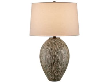 Currey & Company Hildreth Light Beige Linen Green Buffet Lamp CY60000937