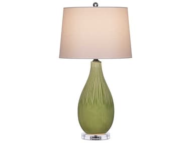 Currey & Company Anjou White Linen Green Buffet Lamp CY60000943