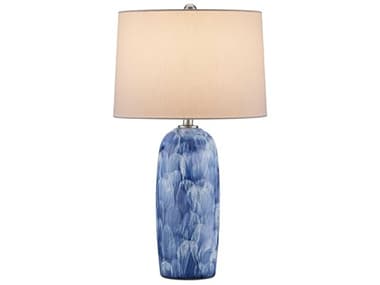 Currey & Company Pallas Blue White Brushed Nickel Buffet Lamp CY60000951