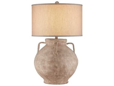 Currey & Company Pompeii Brownish Gray Tan Linen Buffet Lamp CY60000968