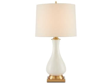 Currey & Company Lynton Cream Lynton Crackle brass Off White Table Lamp CY6425
