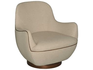 Currey & Company Brene Swivel 32" Brown Fabric Accent Chair CY70000572