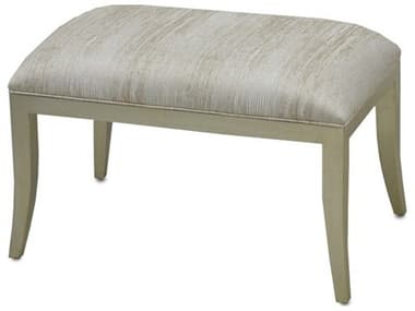 Currey &amp; Company Garson 29&quot; Silver Fresh File Linen Fabric Upholstered Ottoman CY70000652