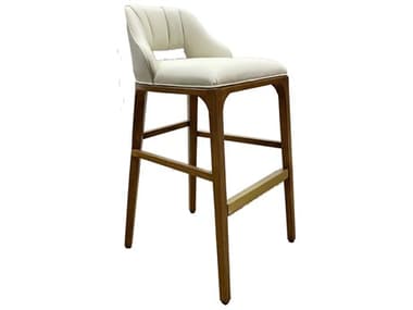 Currey & Company Inga Fabric Upholstered Oak Wood Morel Brown Brushed Brass Counter Stool CY70000722