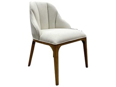 Currey & Company Inga Fabric Oak Wood White Upholstered Side Dining Chair CY70000762