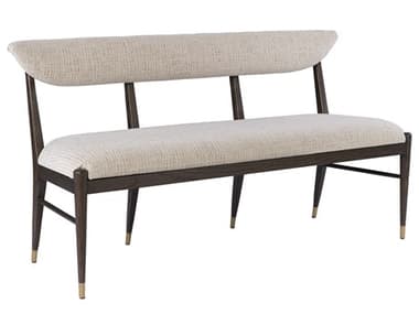 Currey & Company Arlan 60" Coffee Brown Antique Brass Beige Upholstered Accent Bench CY70000982