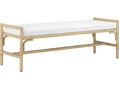 Currey & Company Olisa Natural Brown Upholstered Accent Bench CY70001171