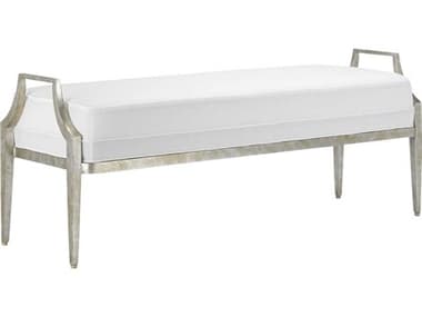 Currey & Company Torrey Silver Granello White Upholstered Accent Bench CY70001181