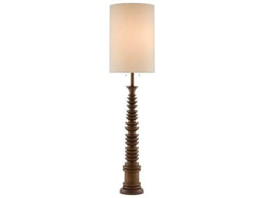 Currey & Company Malayan Natural Light Eggshell Linen Brown Floor Lamp CY80000034