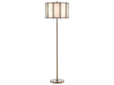 Currey &amp; Company Daze Glass Antique Brass White Floor Lamp CY80000090