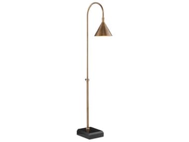 Currey & Company Vision 56" Tall Vintage Brass Black Floor Lamp CY80000094
