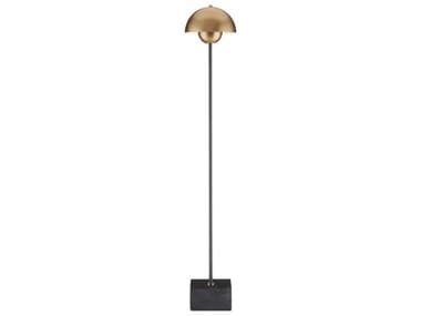 Currey & Company La Rue Brushed Brass Black Floor Lamp CY80000095