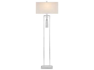 Currey & Company Vitale 1-Light 69" Tall Silver Leaf clear Silver white Crystal Floor Lamp CY80000120