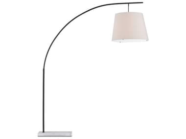 Currey & Company Cloister 87" Tall Oil Rubbed Bronze White Off Shantung Floor Lamp CY80000127