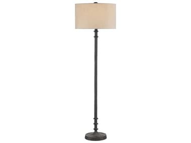 Currey & Company Gallo 64" Tall Bronze Natural Linen Floor Lamp CY80000132