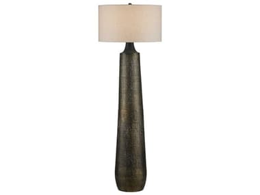 Currey & Company Brigadier 66" Tall Antique Brass Black Whitewash Floor Lamp CY80000136