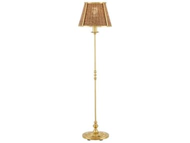 Currey & Company Deauville 55" Tall Polished Brass Natural Seagrass Floor Lamp CY80000141