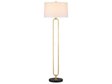 Currey & Company Glossary 66" Tall Contemporary Gold Leaf Natural Off White Linen Floor Lamp CY80000144