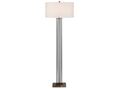 Currey & Company Prose 69" Tall Bronze Natural Off White Linen Black Floor Lamp CY80000145