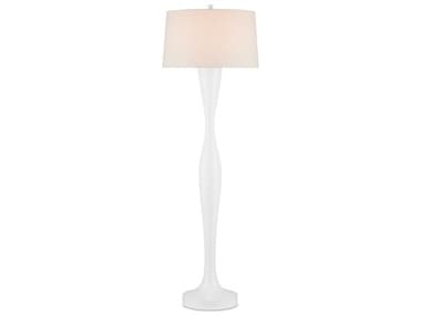 Currey & Company Monica 75" Tall White Linen Floor Lamp CY80000153
