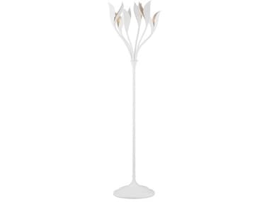 Currey & Company Snowflower Gesso White Floor Lamp CY80000160