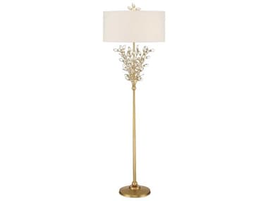 Currey & Company Forget-Me-Not 2-Light Chinois Gold Leaf Floor Lamp CY80000168