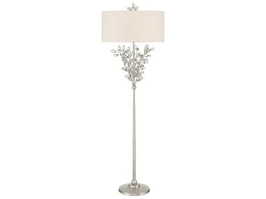 Currey & Company Forget-Me-Not 2-Light Silver Leaf Floor Lamp CY80000169