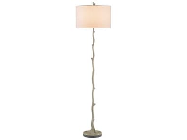 Currey & Company Beaujon Off White Linen Polished aged Steel Floor Lamp CY8064