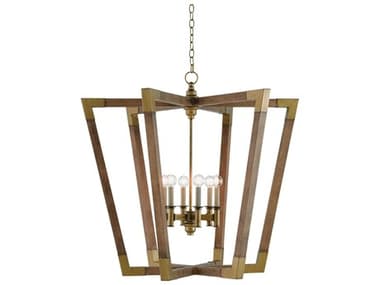 Currey & Company Bastian 6-Light Chestnut Brass Brown Candelabra Geometric Chandelier CY90000008
