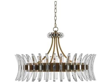 Currey & Company Coquette 8-Light Antique Brass Drum Pendant CY90000014
