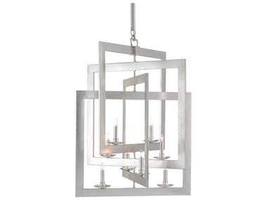 Currey & Company Middleton 8-Light Contemporary Silver Leaf Candelabra Chandelier CY90000056