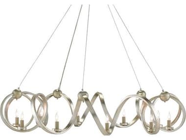 Currey & Company Ringmaster 10-Light Contemporary Silver Leaf Candelabra Chandelier CY90000059