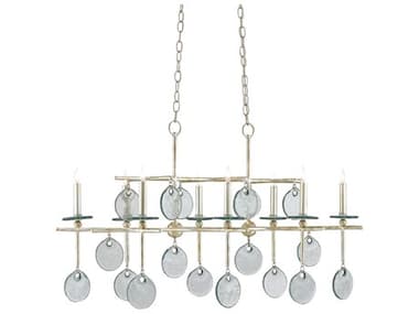 Currey & Company Sethos 8-Light Silver Granello Glass Island Pendant CY90000060