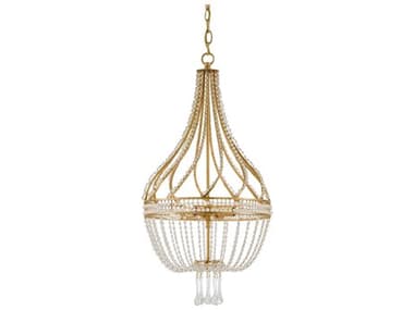 Currey & Company Ingenue 4-Light Antique Gold Leaf Candelabra Chandelier CY90000061