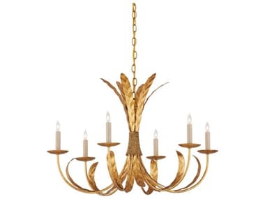 Currey & Company Bette 6-Light Grecian Gold Leaf Candelabra Chandelier CY90000186