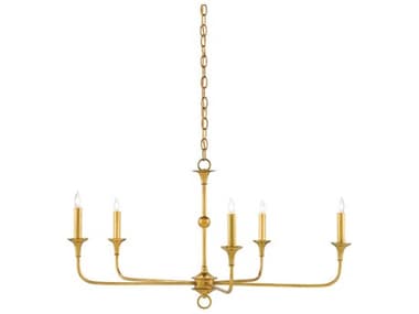 Currey & Company Nottaway 5-Light Contemporary Gold Leaf Chandelier CY90000369