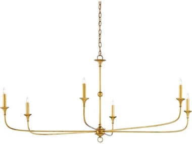 Currey & Company Nottaway 6-Light Contemporary Gold Leaf Candelabra Chandelier CY90000370
