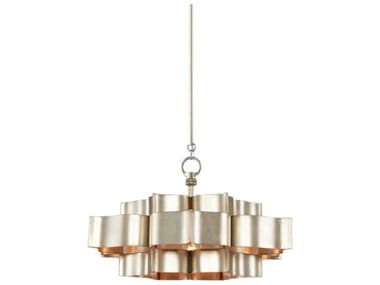 Currey & Company Grand Lotus 1-Light Contemporary Silver Leaf Pendant CY90000374