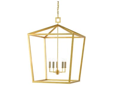 Currey & Company Denison 5-Light Contemporary Gold Leaf Candelabra Chandelier CY90000404