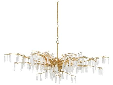 Currey & Company Forest 8-Light Washed Lucerne Gold Natural Crystal Chandelier CY90000438